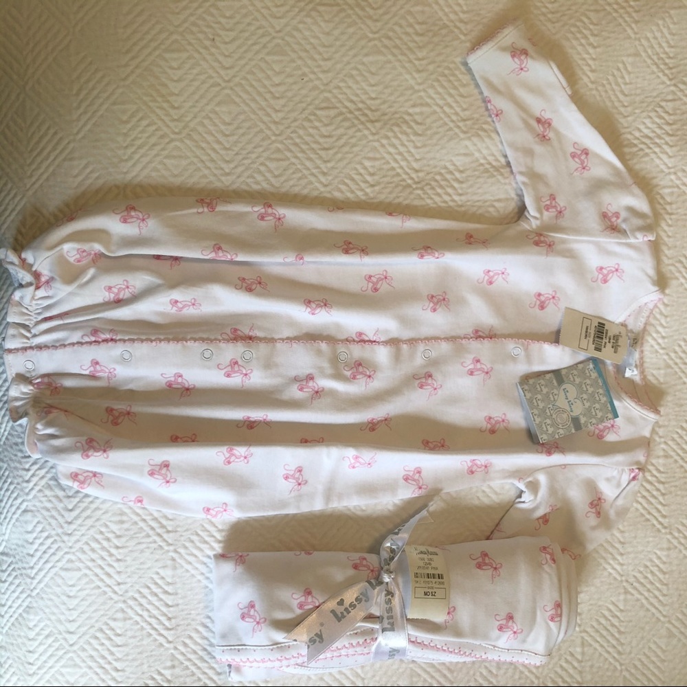 Kissy Kissy ballet printed pima gown, NWT